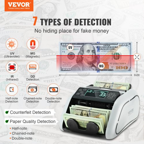 Money Counter Machine Bill Counter with UV MG IR and DD Counterfeit