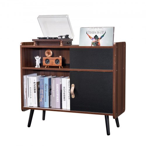 Record Player Stand with Power Outlet Turntable Stand Holds Up to 350