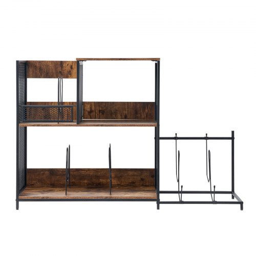 3Tier Record Player Stand with Guitar Holder Turntable Stand with Storage
