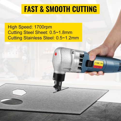 Electric Sheet Metal Cutter 380W Power 1800RPM Rotor Speed 007in18mm