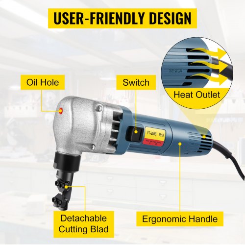 Electric Sheet Metal Cutter 380W Power 1800RPM Rotor Speed 007in18mm