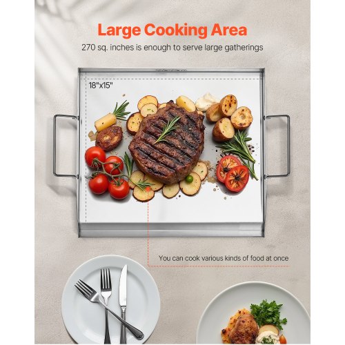 Stainless Steel Griddle 18x16 inch Universal Flat Top Rectangular Plate