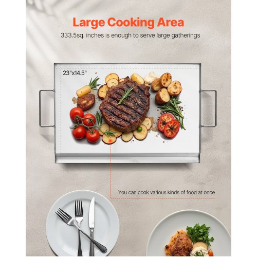 Stainless Steel Griddle 23x16 inch Universal Flat Top Rectangular Plate