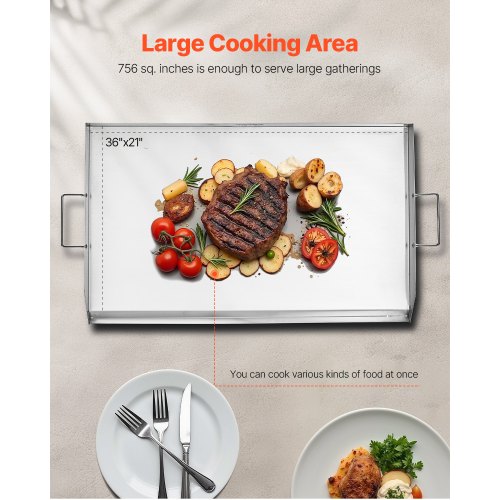 Stainless Steel Griddle 36x22 inch Universal Flat Top Rectangular Plate
