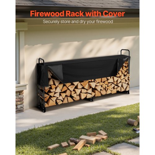 Firewood Rack with Waterproof Cover 101 x 14 x 46 in Outdoor Firewood