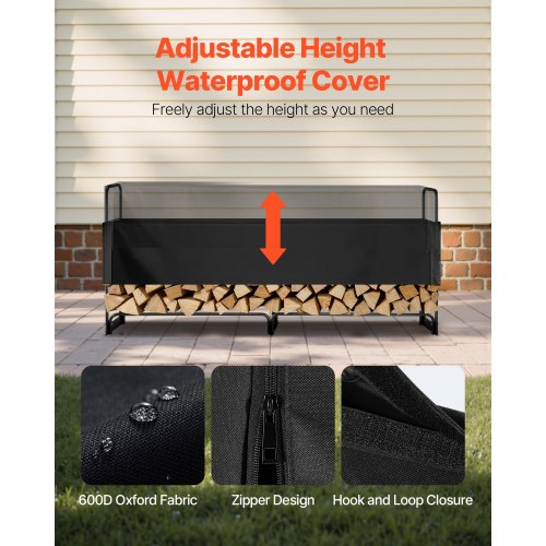 Firewood Rack with Waterproof Cover 101 x 14 x 46 in Outdoor Firewood
