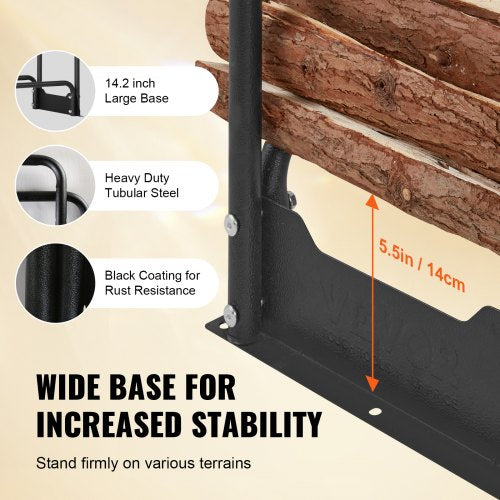 43FT Outdoor Firewood Rack with Cover 52x142x46.1 in Heavy Duty Firewood