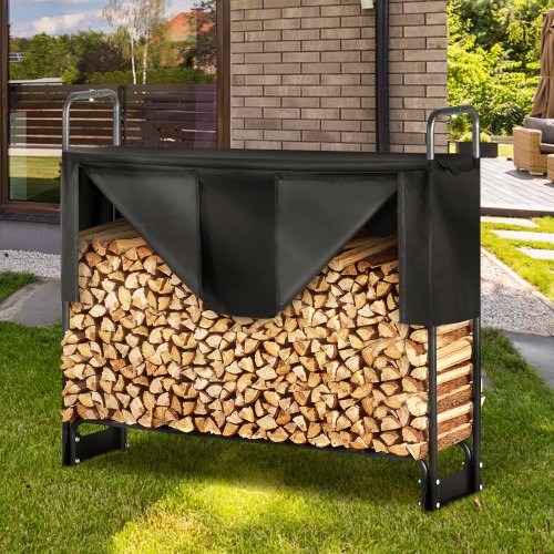 43FT Outdoor Firewood Rack with Cover 52x142x46.1 in Heavy Duty Firewood