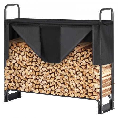 43FT Outdoor Firewood Rack with Cover 52x142x46.1 in Heavy Duty Firewood