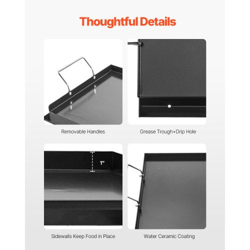 Carbon Steel Griddle 24x16 inch Universal Flat Top Rectangular Plate Gas