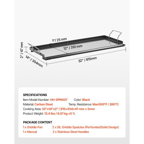 Carbon Steel Griddle 32x14 inch Universal Flat Top Rectangular Plate Gas