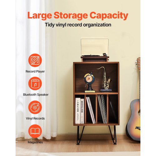 Record Player Stand 3 Tiers Turntable Stand with Record Storage Vinyl