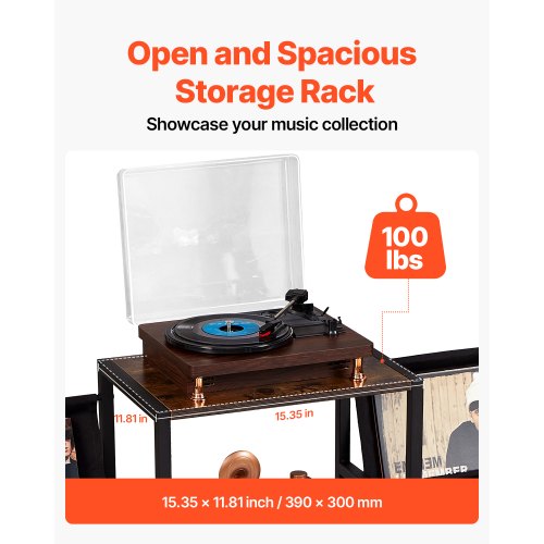 Record Player Stand 3 Tiers Metal Vinyl Record Stand Turntable Stand