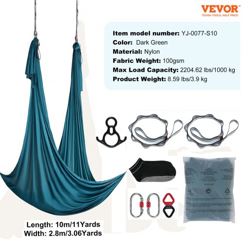 Aerial Silk Yoga Swing 11 Yards Aerial Yoga Hammock Kit with 100gsm