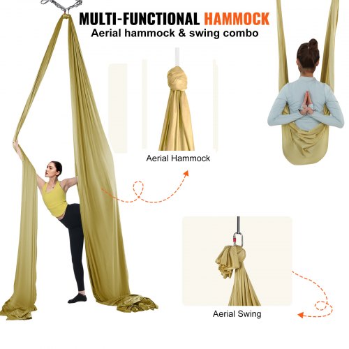 Aerial Yoga Hammock Swing 44 Yards Aerial Yoga Starter Kit with 100gsm