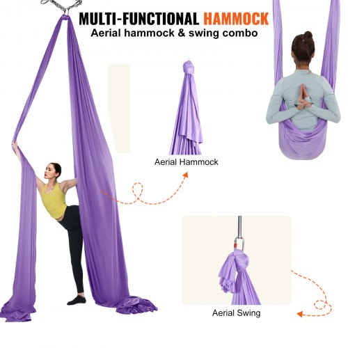 Aerial Yoga Hammock Swing 44 Yards Yoga Starter Kit with 100gsm Nylon