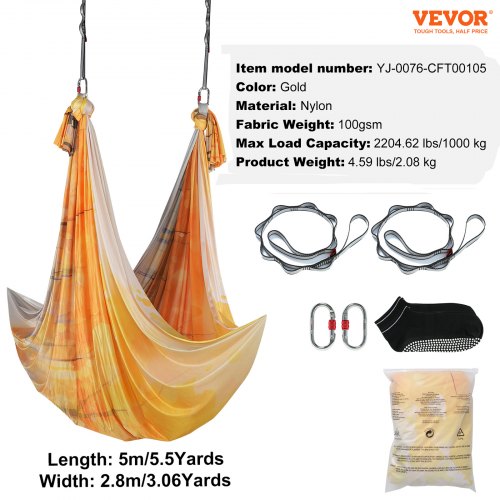 Aerial Yoga Hammock Swing 55 Yards Aerial Yoga Starter Kit with 100gsm