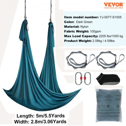 Aerial Yoga Hammock Swing 55 Yards Aerial Yoga Starter Kit with 100gsm