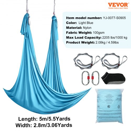 Aerial Yoga Hammock Swing 55 Yards Aerial Yoga Starter Kit with 100gsm