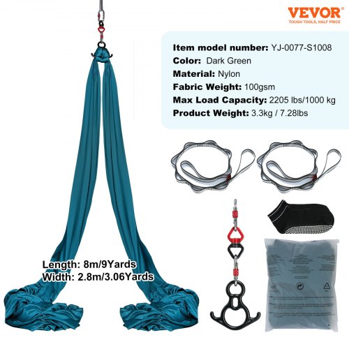Aerial Silk Yoga Swing 87 Yards Aerial Yoga Hammock Kit with 100gsm