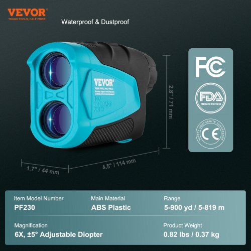 Golf Rangefinder 900 Yards Laser Golfing Hunting Range Finder 6X