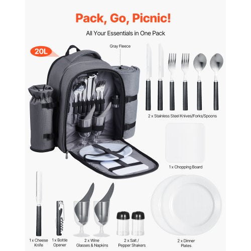 Picnic Backpack Beach Picnic Backpack Bag for 2 Person with Insulated