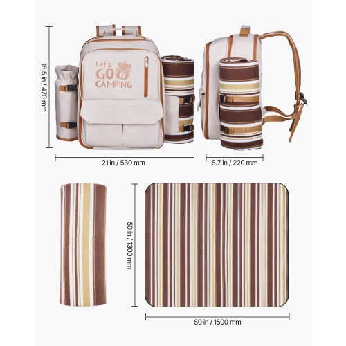 Picnic Backpack Beach Picnic Backpack Bag for 4 Person with Insulated
