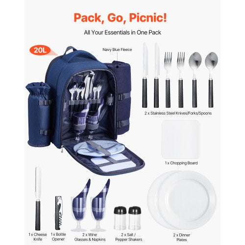 Picnic Backpack Beach Picnic Backpack Bag for 2 Person with Insulated