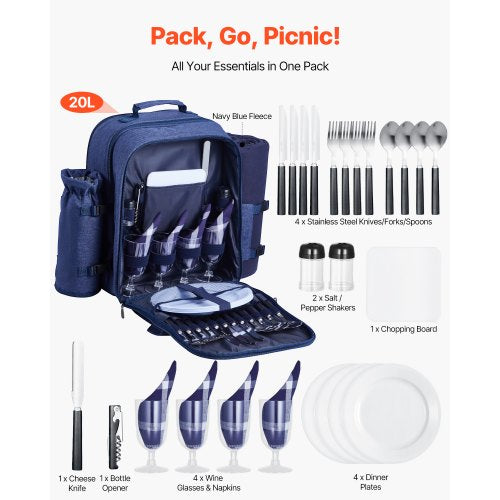 Picnic Backpack Beach Picnic Backpack Bag for 4 Person with Insulated
