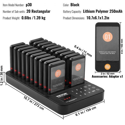 Restaurant Pager System Wireless 400m Long Range Lineup Waiting Queue