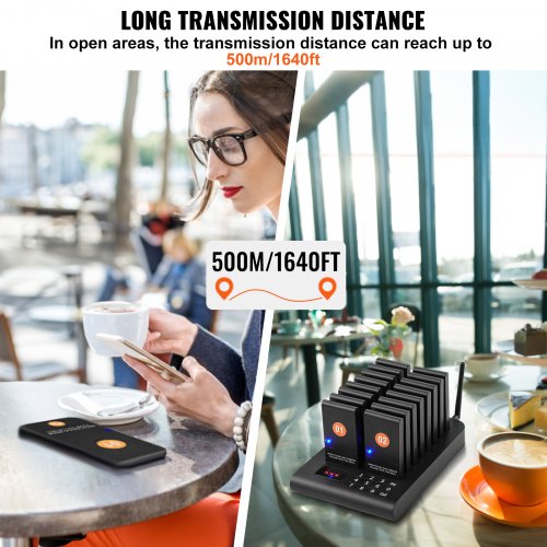 Restaurant Pager System Wireless 500m Long Range Lineup Waiting Queue