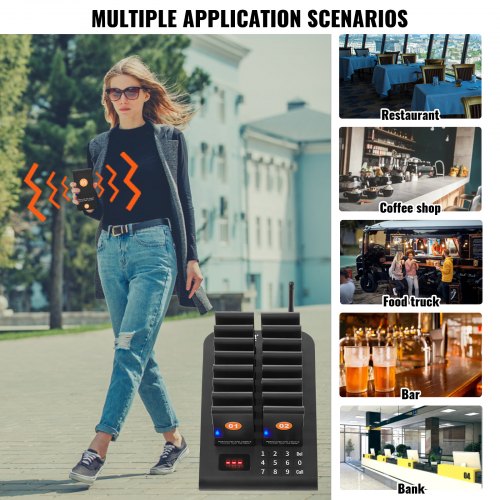Restaurant Pager System Wireless 500m Long Range Lineup Waiting Queue