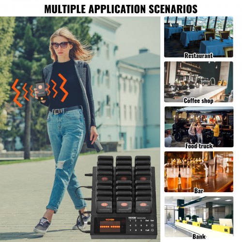 Restaurant Pager System Wireless 400m Long Range Lineup Waiting Queue