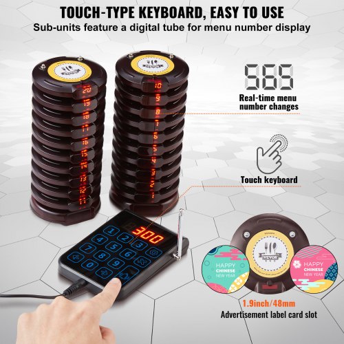 Restaurant Pager System Wireless 500m Long Range Lineup Waiting Queue