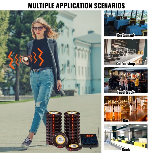 Restaurant Pager System Wireless 500m Long Range Lineup Waiting Queue