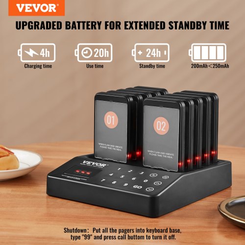 Restaurant Pager System Wireless 400m Long Range Lineup Waiting Queue