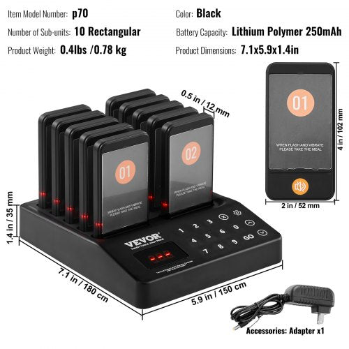 Restaurant Pager System Wireless 400m Long Range Lineup Waiting Queue