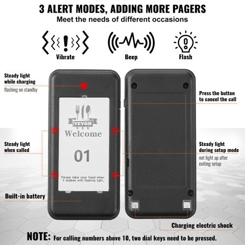 Restaurant Pager System Wireless 500m Long Range Lineup Waiting Queue