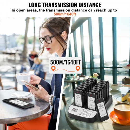 Restaurant Pager System Wireless 500m Long Range Lineup Waiting Queue