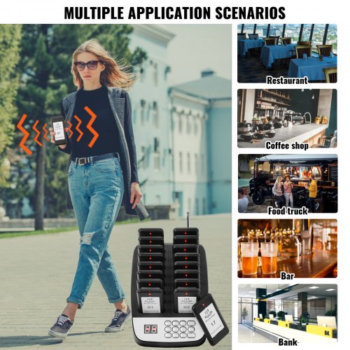 Restaurant Pager System Wireless 500m Long Range Lineup Waiting Queue