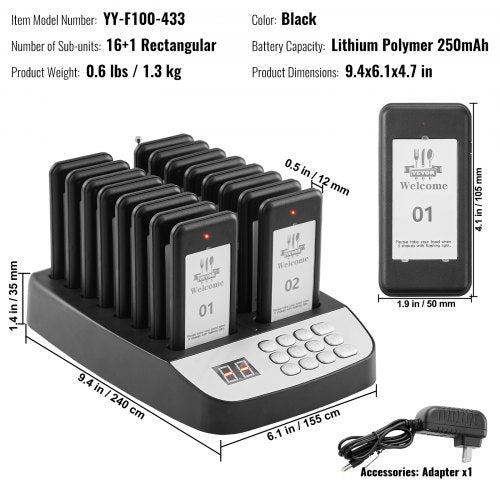 Restaurant Pager System Wireless 500m Long Range Lineup Waiting Queue