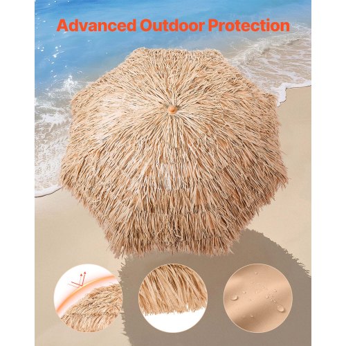 Tiki Umbrella 6.5 ft Thatched Patio Umbrella with Tilt Hawaiian Style