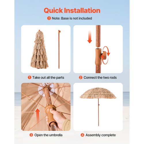 Tiki Umbrella 6.5 ft Thatched Patio Umbrella with Tilt Hawaiian Style