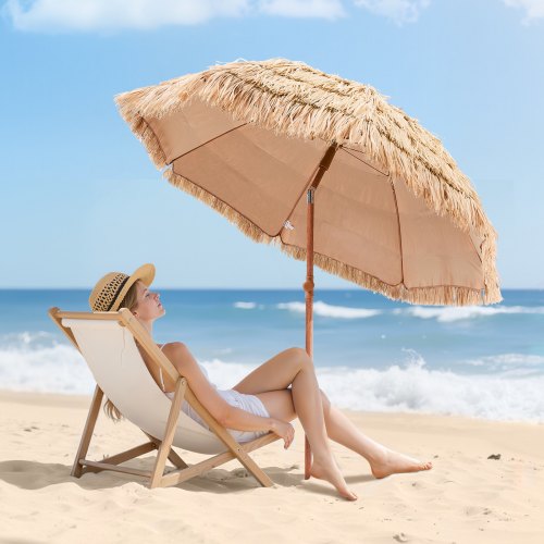 Tiki Umbrella 6.5 ft Thatched Patio Umbrella with Tilt Hawaiian Style
