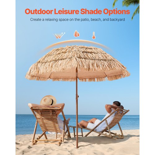 Tiki Umbrella 6 ft Thatched Patio Umbrella with Tilt Hawaiian Style Beach