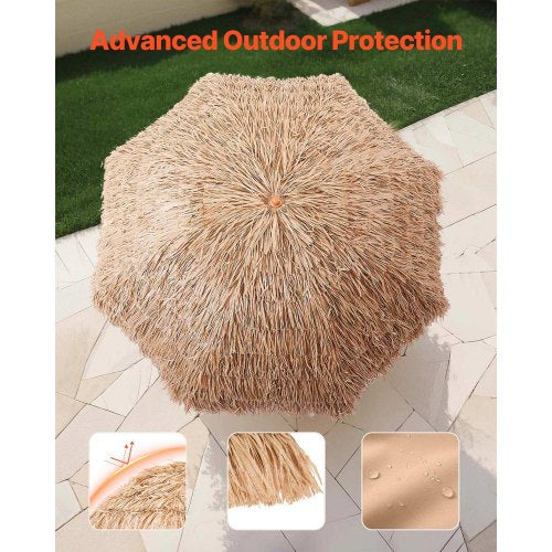 Tiki Umbrella 8 ft Thatched Patio Umbrella with Tilt Hawaiian Style Beach