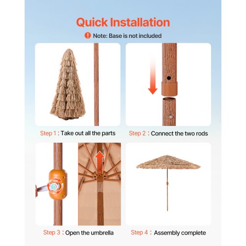 Tiki Umbrella 9 ft Thatched Patio Umbrella with Tilt Hawaiian Style Beach