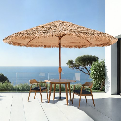 Tiki Umbrella 9 ft Thatched Patio Umbrella with Tilt Hawaiian Style Beach