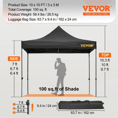 Pop Up Canopy Tent 10 x 10 FT Outdoor Patio Gazebo Tent with Removable