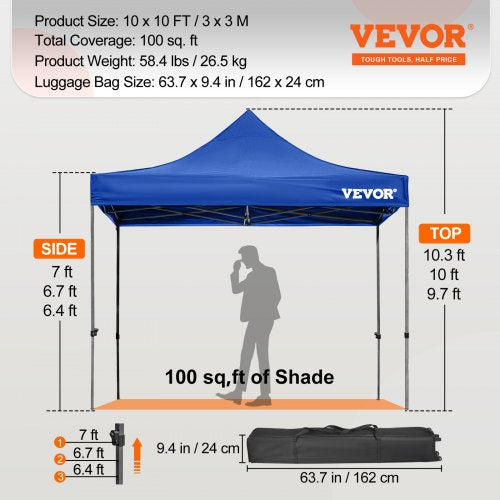 Pop Up Canopy Tent 10 x 10 FT Outdoor Patio Gazebo Tent with Removable